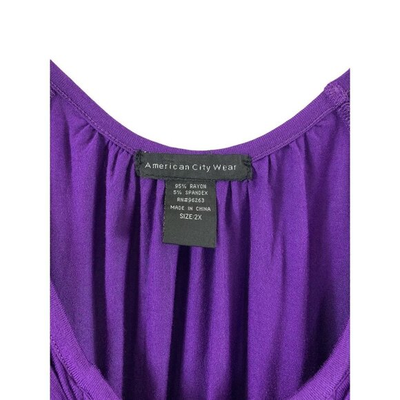 American City Wear Women's Purple Top - Picture 3 of 5